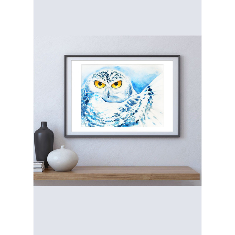 White Owl Art Print Printable Download Blue Watercolor Print Wild Animal Wall Decor Wall Art Wild N 2