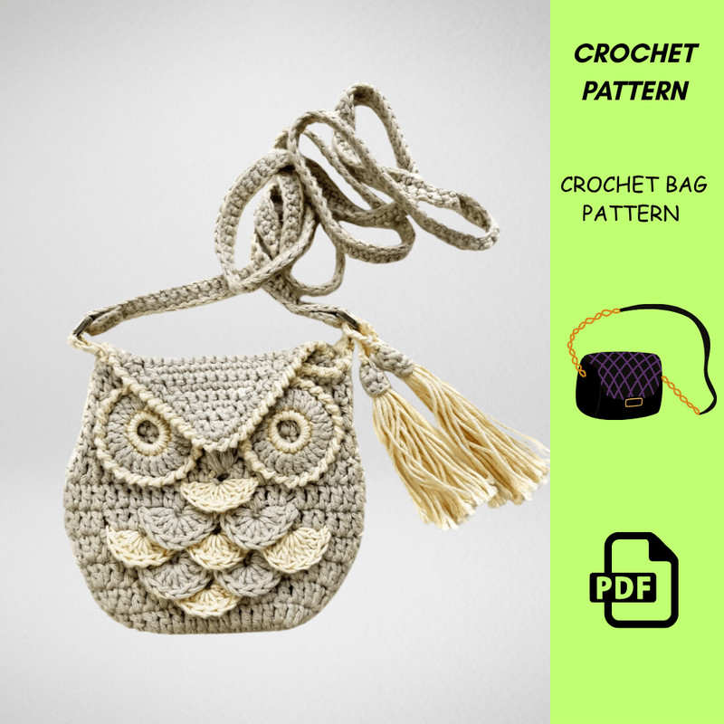 Athena Owl Bag Crochet Pattern  PDF EBook By Irene Strange  VintageInspired Shell Stitch Bag  DIY C 0