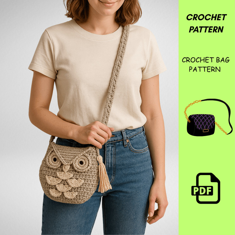 Athena Owl Bag Crochet Pattern  PDF EBook By Irene Strange  VintageInspired Shell Stitch Bag  DIY C 3