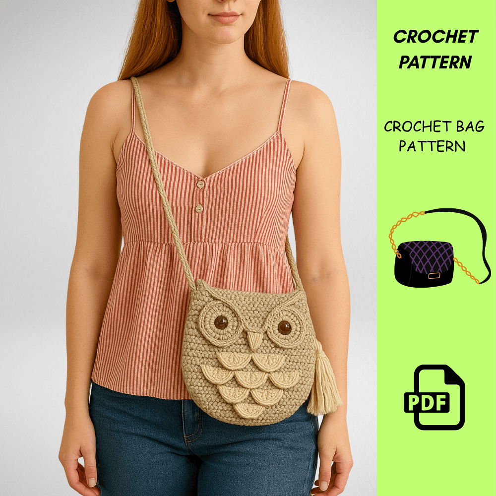 Athena Owl Bag Crochet Pattern  PDF EBook By Irene Strange  VintageInspired Shell Stitch Bag  DIY C 4