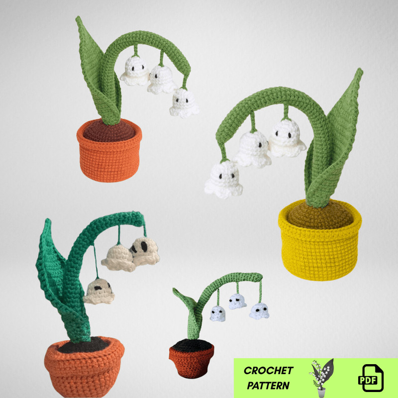 Lily Of The Valley Ghost Flower Crochet Pattern  Halloween Amigurumi Plant In Pot  Creepy Cute Fake 2