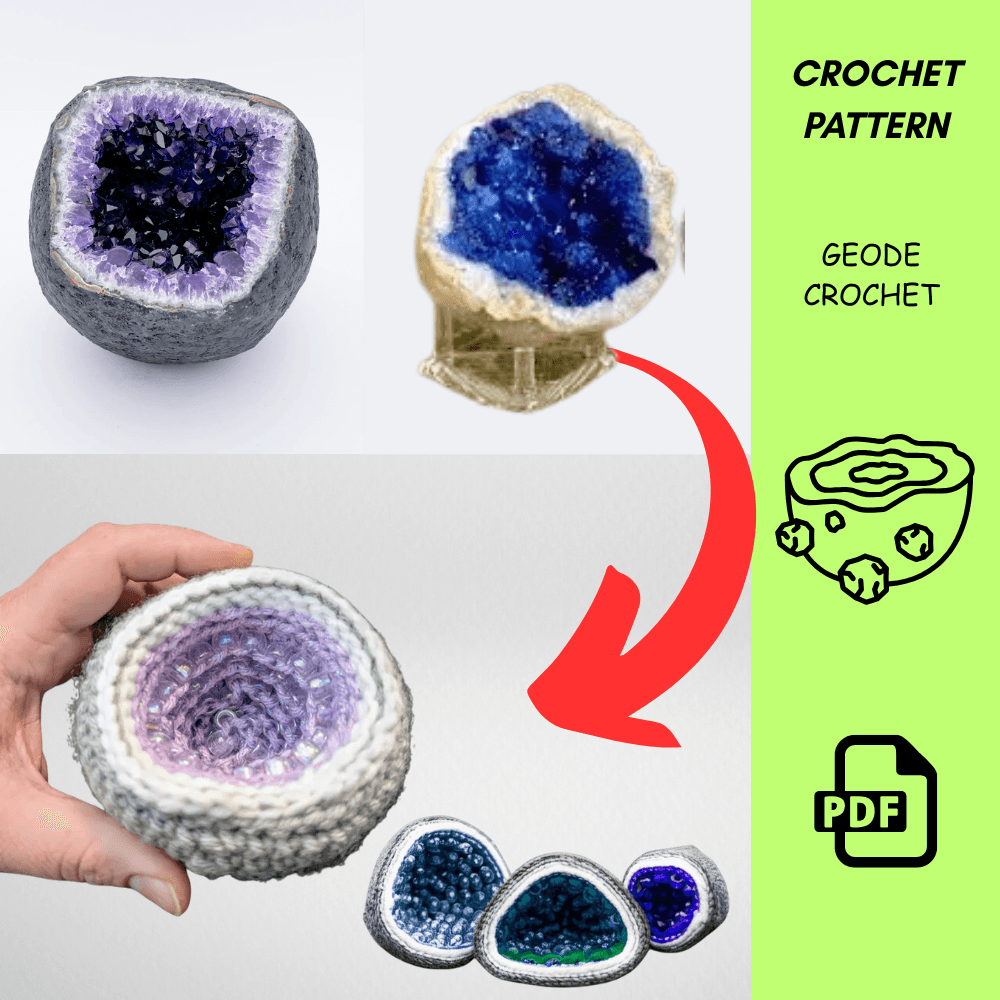 Geode Crochet Pattern  Digital PDF  Crystal Rock Amigurumi In 3 Sizes  LowNo Sew Pattern With Stepb 0