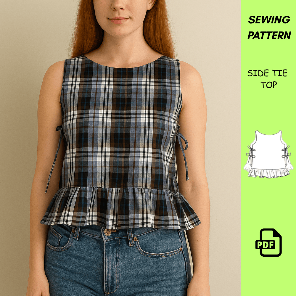 Lila Ruffle Tie Top Sewing Pattern  PDF Digital Download  Bow Tank Sewing Pattern  Sizes XXSXXXL  D 0