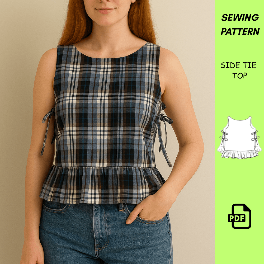 Lila Ruffle Tie Top Sewing Pattern  PDF Digital Download  Bow Tank Sewing Pattern  Sizes XXSXXXL  D 2