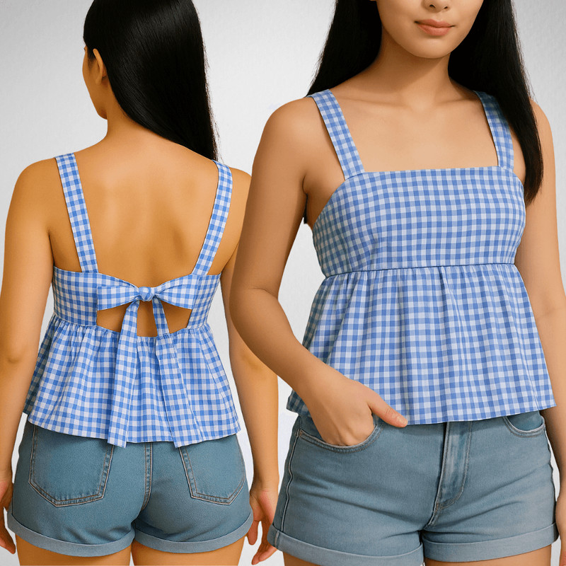 Tie Back Top Sewing Pattern  Peplum Blouse PDF Pattern For Women  Sizes XSXXXL  Easy Summer DIY Top 2