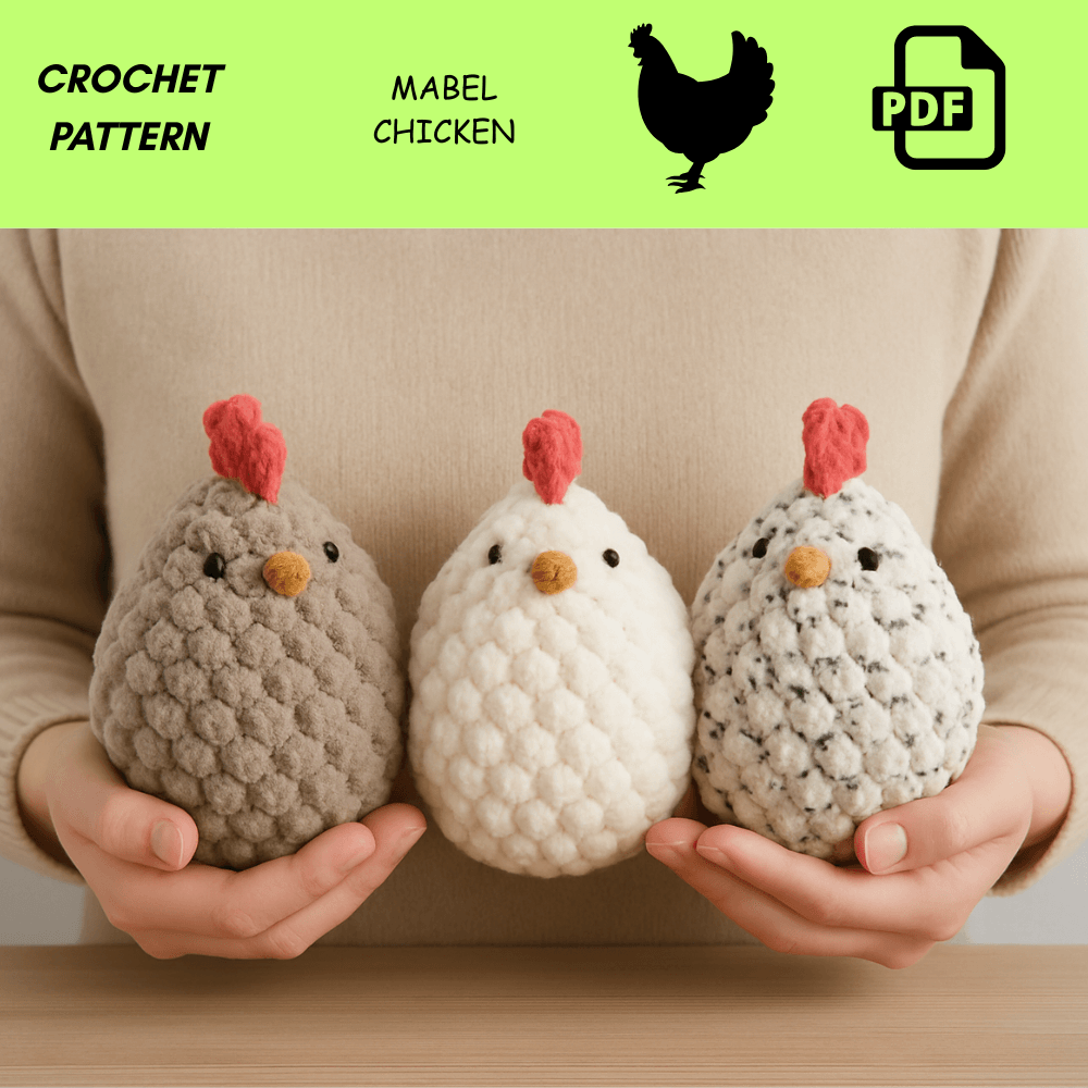Mabel Chicken Crochet Pattern  Easy LowSew Amigurumi PDF For Beginners  Soft Plush Hen  Super Bulky 1