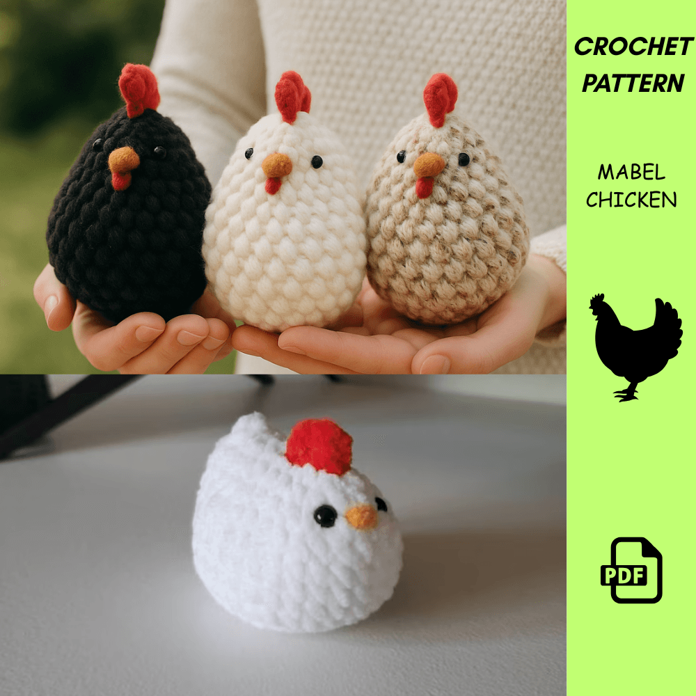 Mabel Chicken Crochet Pattern  Easy LowSew Amigurumi PDF For Beginners  Soft Plush Hen  Super Bulky 0