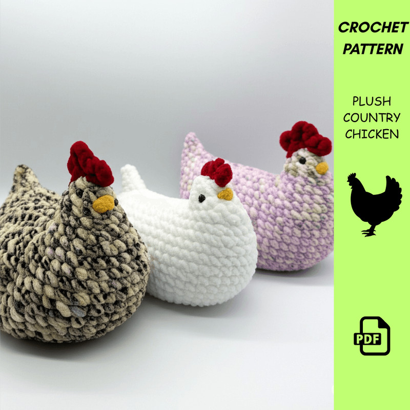 Original Plush Country Chicken Crochet Pattern  BeginnerFriendly Amigurumi Hen  Soft Farmhouse Deco 0