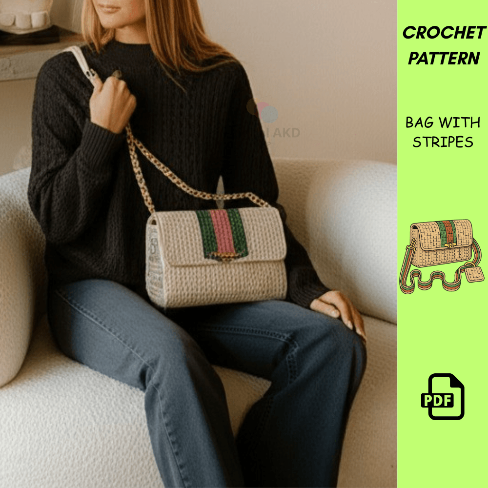Crochet Bag Pattern With Stripes  Handmade Crossbody Purse PDF  Easy Crochet Pattern  DIY Crochet H 2