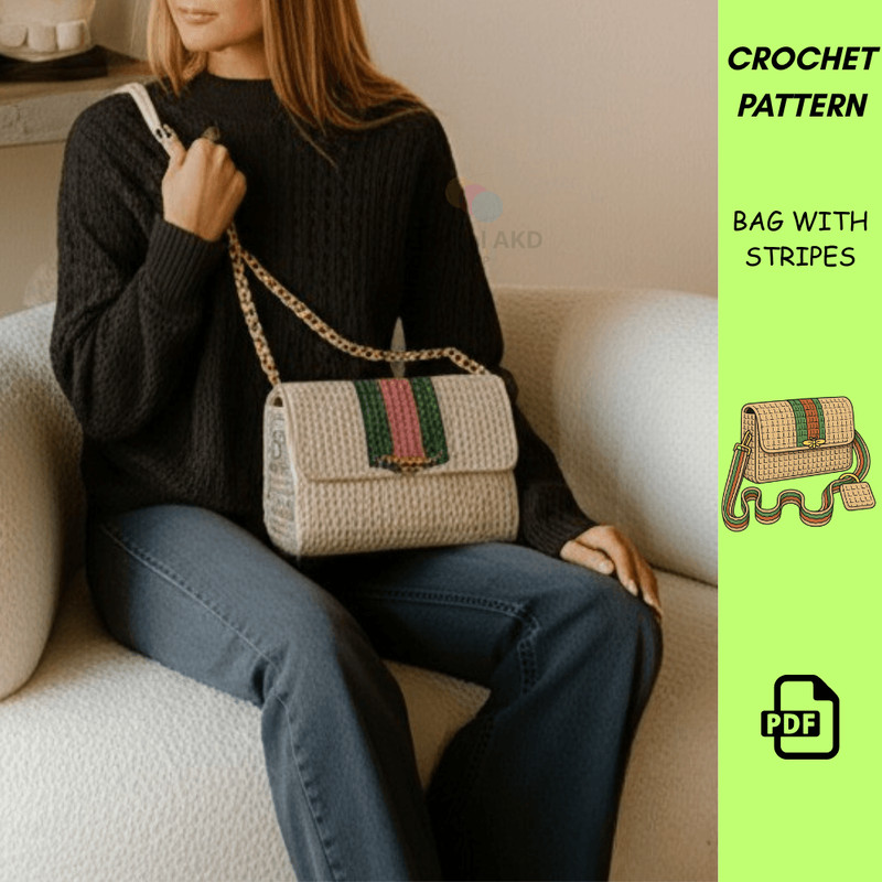 Crochet Bag Pattern With Stripes  Handmade Crossbody Purse PDF  Easy Crochet Pattern  DIY Crochet H 2