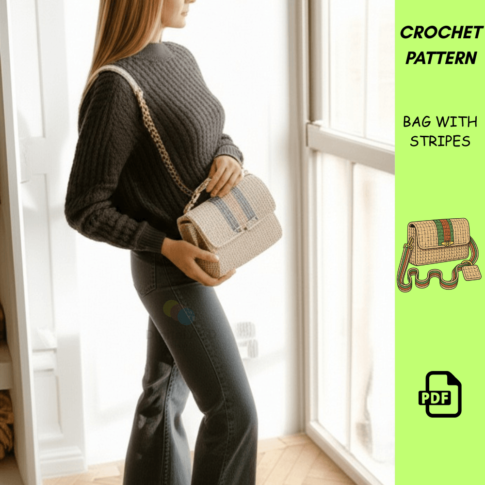 Crochet Bag Pattern With Stripes  Handmade Crossbody Purse PDF  Easy Crochet Pattern  DIY Crochet H 3