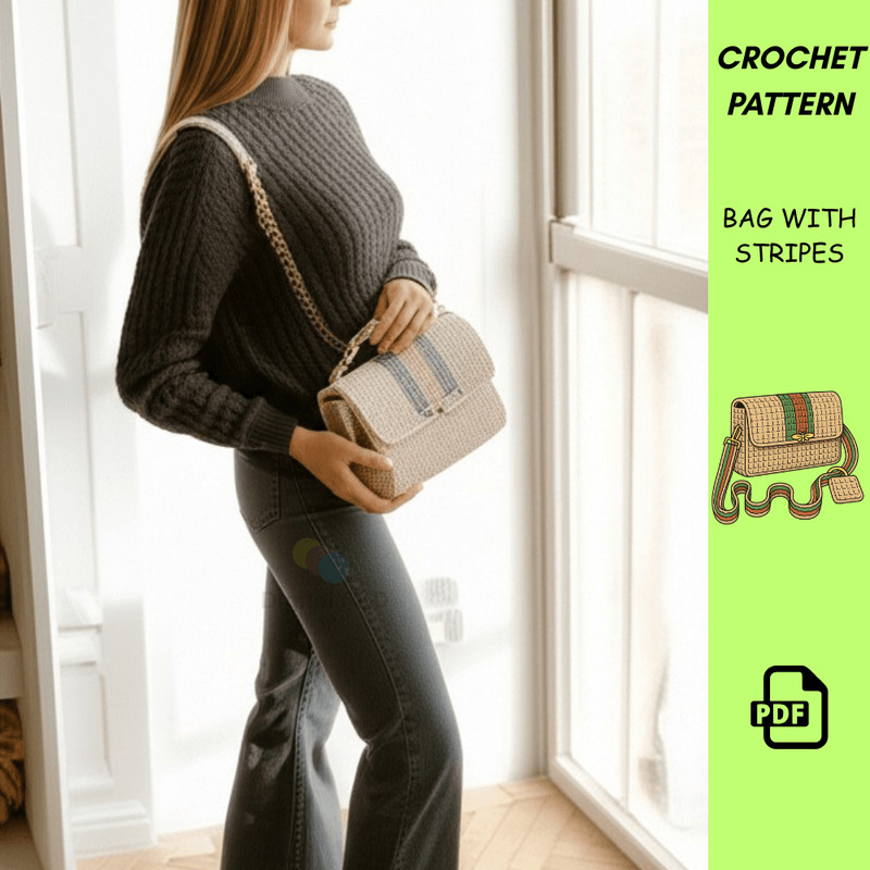 Crochet Bag Pattern With Stripes  Handmade Crossbody Purse PDF  Easy Crochet Pattern  DIY Crochet H 3