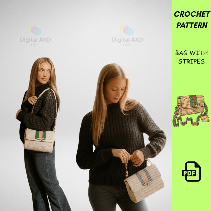 Crochet Bag Pattern With Stripes  Handmade Crossbody Purse PDF  Easy Crochet Pattern  DIY Crochet H 4