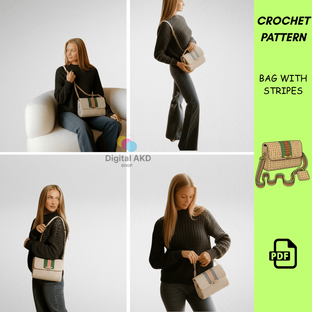 Crochet Bag Pattern With Stripes  Handmade Crossbody Purse PDF  Easy Crochet Pattern  DIY Crochet H 5
