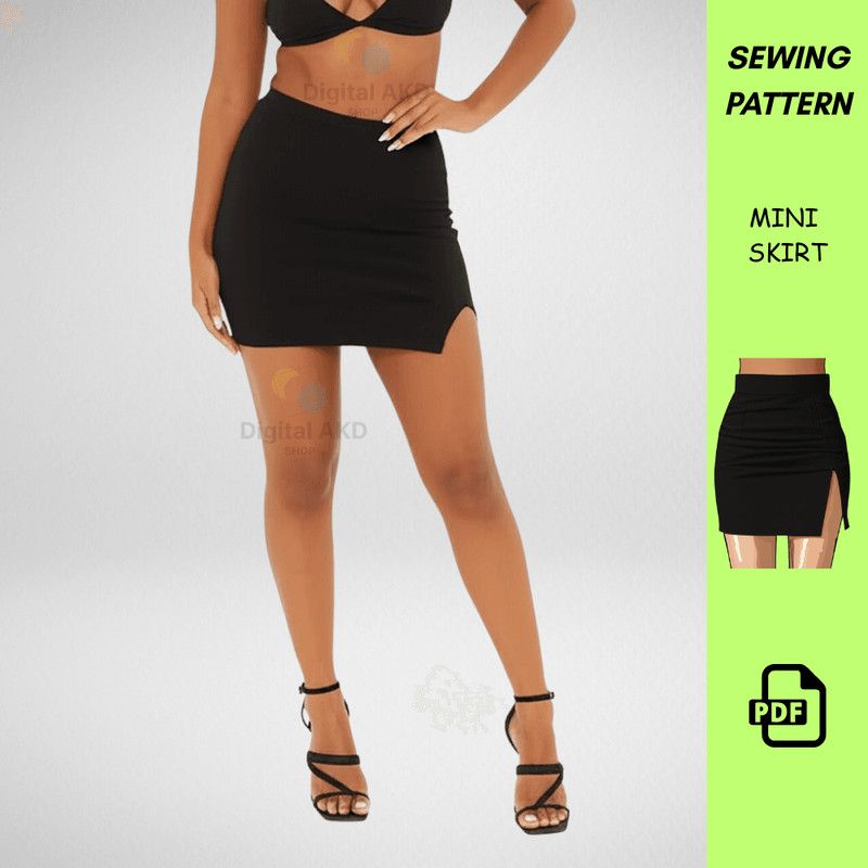 Crochet Pattern Mini Skirt Sewing Pattern PDF Basic Womens Skirt Pattern DIY Elastic Suit Fabric Sk 1