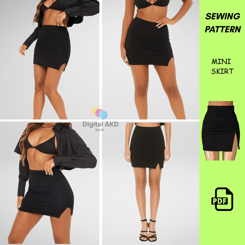 Crochet Pattern Mini Skirt Sewing Pattern PDF Basic Womens Skirt Pattern DIY Elastic Suit Fabric Sk 3