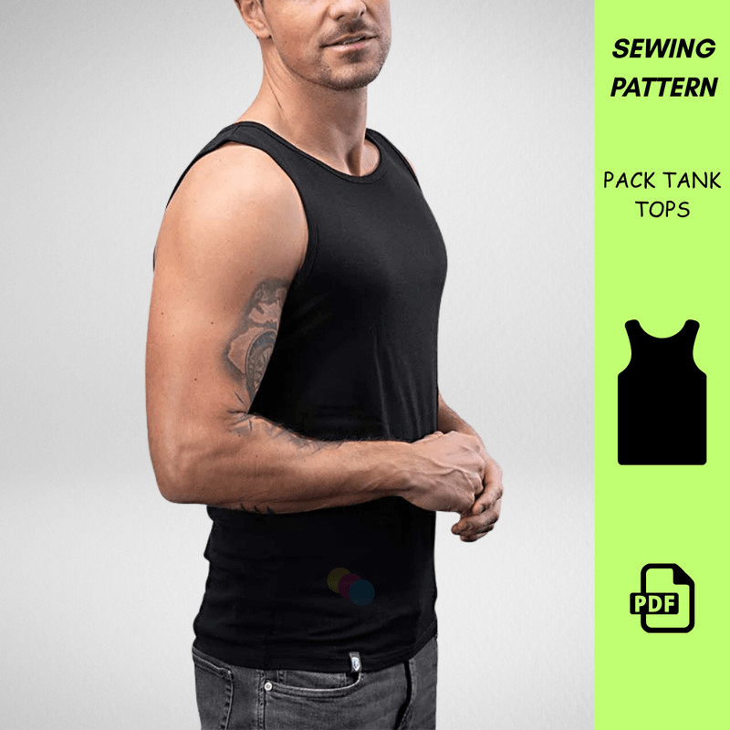Mens Tank Top T Shirt Long Sleeve Sewing Pattern 3 In 1 Digital PDF Sizes M XXXL 3
