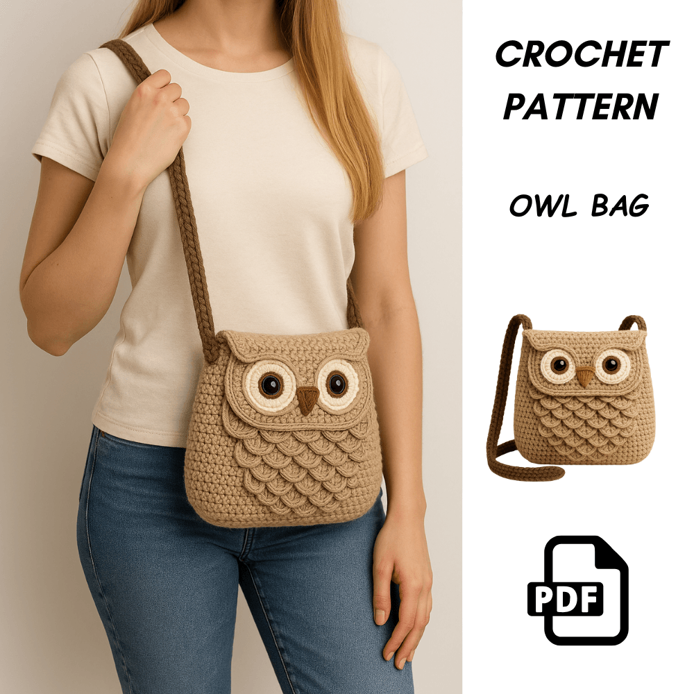 Athena Owl Bag Crochet Pattern PDF  VintageInspired Crossbody Purse  DIY Crochet Handbag Tutorial   0
