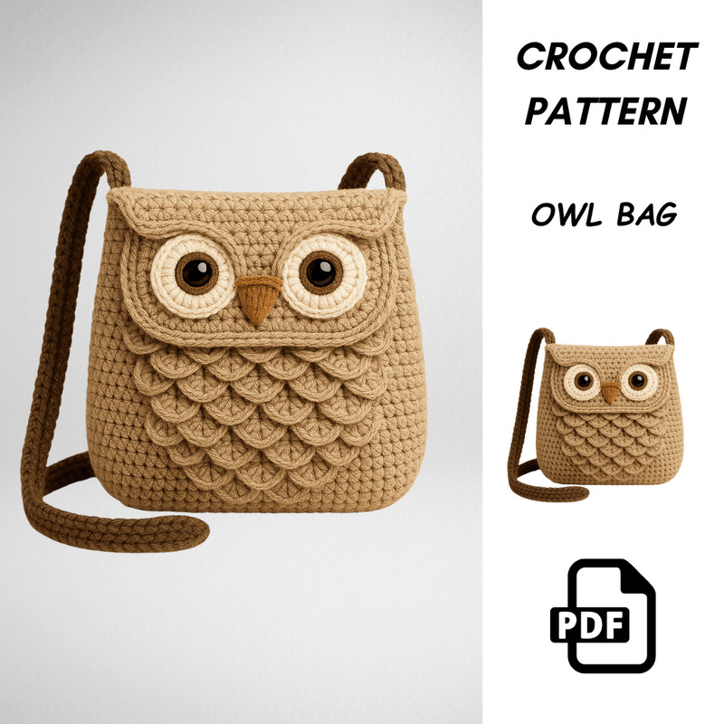 Athena Owl Bag Crochet Pattern PDF  VintageInspired Crossbody Purse  DIY Crochet Handbag Tutorial   1