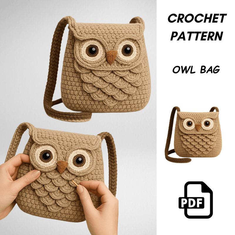 Athena Owl Bag Crochet Pattern PDF  VintageInspired Crossbody Purse  DIY Crochet Handbag Tutorial   3