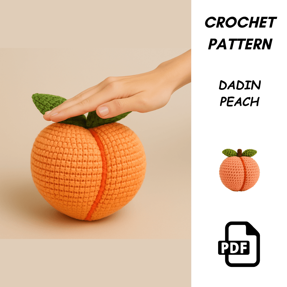 Peach Crochet Pattern PDF  Amigurumi Fruit Plush  Summer Home Decor Pillow  Digital Download 0