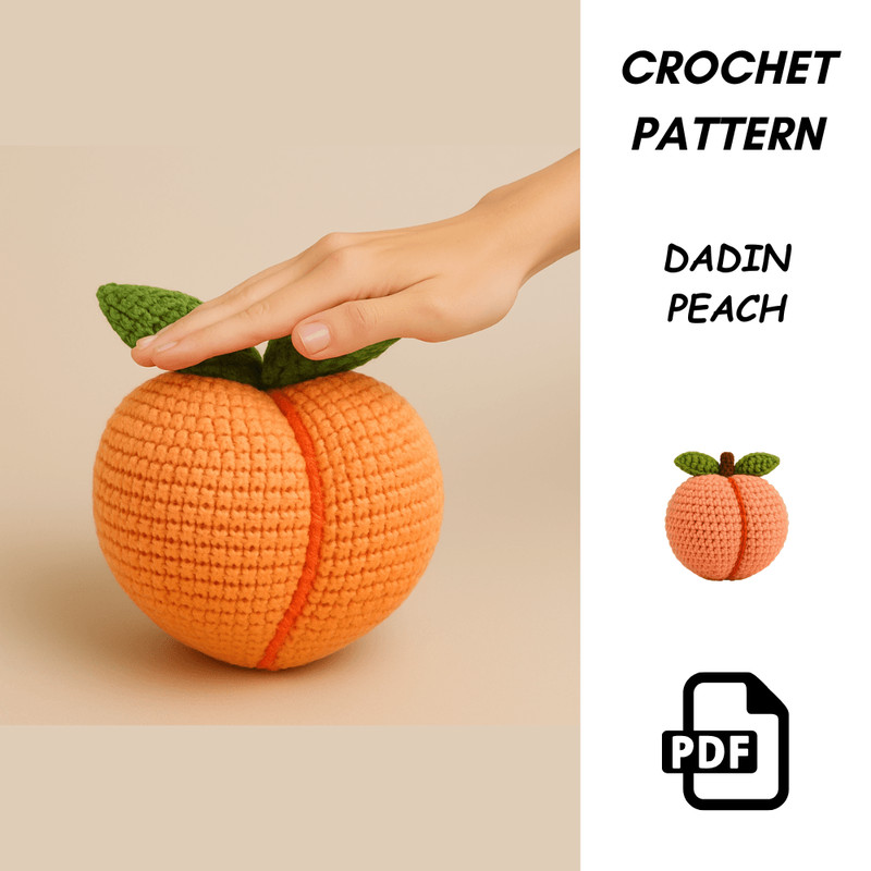 Peach Crochet Pattern PDF  Amigurumi Fruit Plush  Summer Home Decor Pillow  Digital Download 0