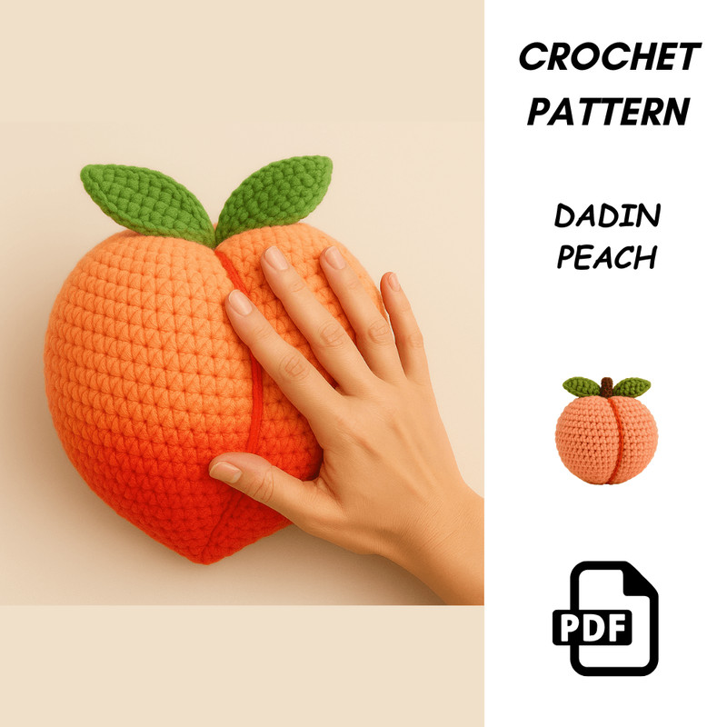 Peach Crochet Pattern PDF  Amigurumi Fruit Plush  Summer Home Decor Pillow  Digital Download 1