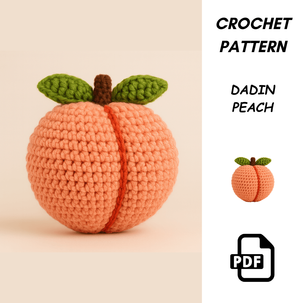Peach Crochet Pattern PDF  Amigurumi Fruit Plush  Summer Home Decor Pillow  Digital Download 3
