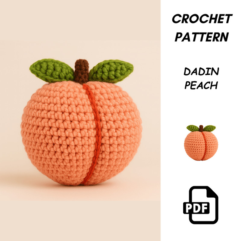 Peach Crochet Pattern PDF  Amigurumi Fruit Plush  Summer Home Decor Pillow  Digital Download 3