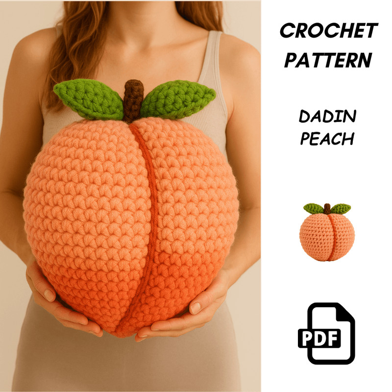 Peach Crochet Pattern PDF  Amigurumi Fruit Plush  Summer Home Decor Pillow  Digital Download 4