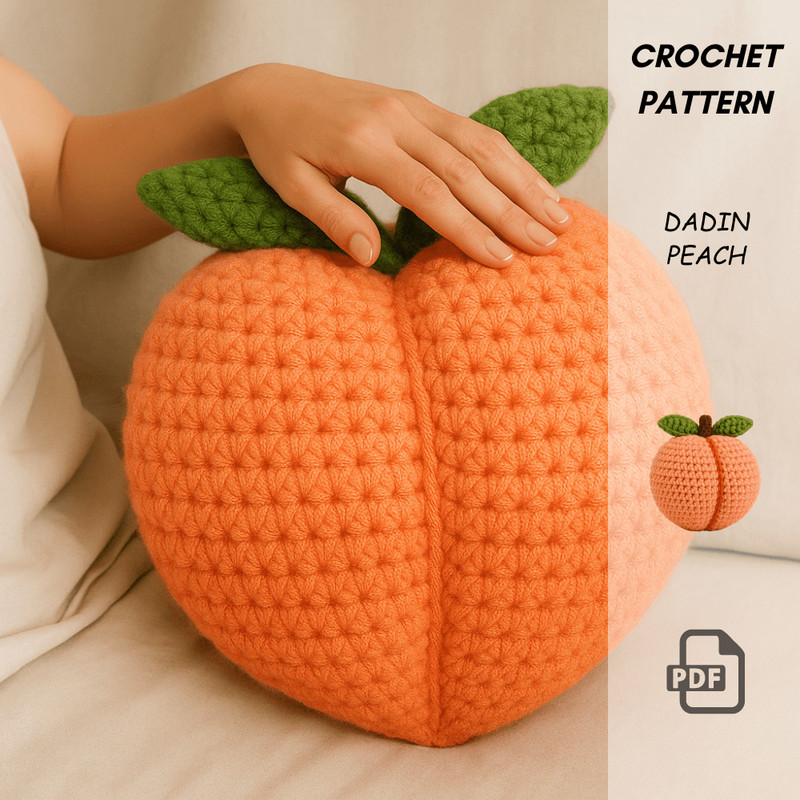 Peach Crochet Pattern PDF  Amigurumi Fruit Plush  Summer Home Decor Pillow  Digital Download 5