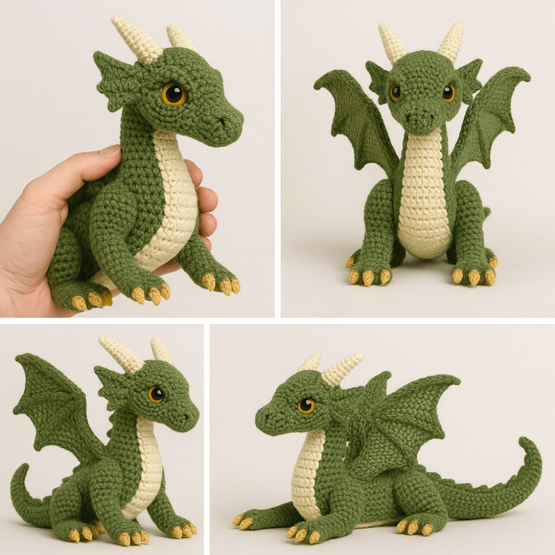 Fantasy Dragon Crochet Pattern PDF  Amigurumi Dragon Plush  DIY Crochet Toy Tutorial  Crochet Patte 3