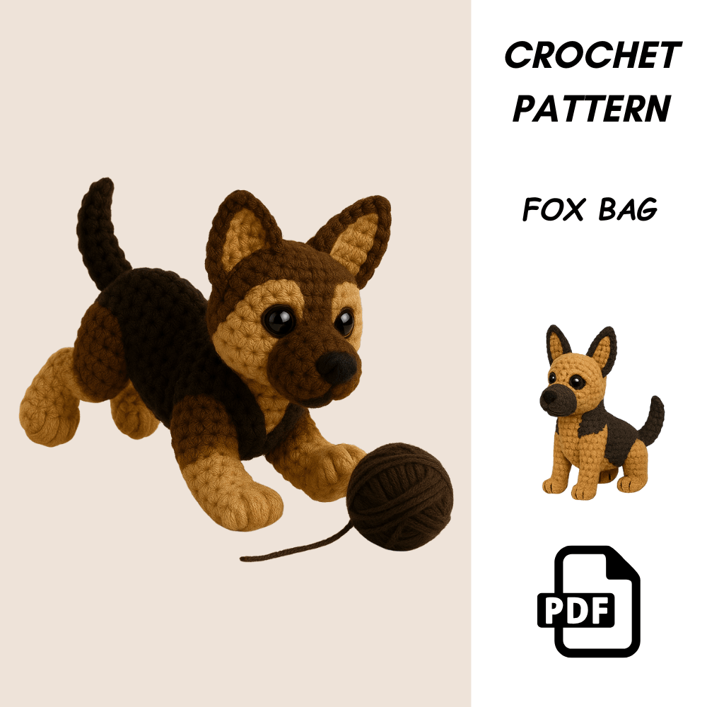 German Shepherd Crochet Pattern PDF  Amigurumi Dog Plush  DIY Crochet Toy Tutorial  Crochet Pattern 1