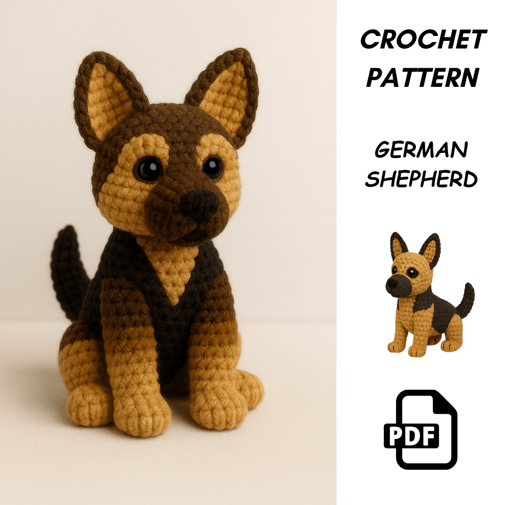 German Shepherd Crochet Pattern PDF  Amigurumi Dog Plush  DIY Crochet Toy Tutorial  Crochet Pattern 2