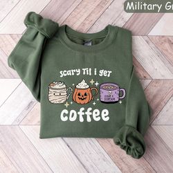 halloween coffee sweatshirt, fall coffee shirt, halloween sweater, halloween crewneck, pumpkin spice shirt, coffee lover