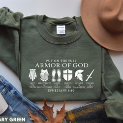 put on the full armor of god sweatshirt, christian gifts, christian shirts, religious gifts for women, bible verse shirt