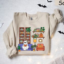 reading ghost sweatshirt, halloween sweatshirt, book lover shirt, halloween gift for librarian, ghost book sweatshirt, s