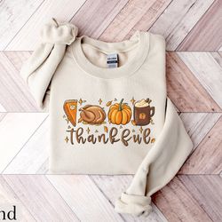 thankful sweatshirt, thanksgiving shirt, pumpkin spice shirt, fall crewneck sweater,thanksgiving outfit,friendsgiving sh