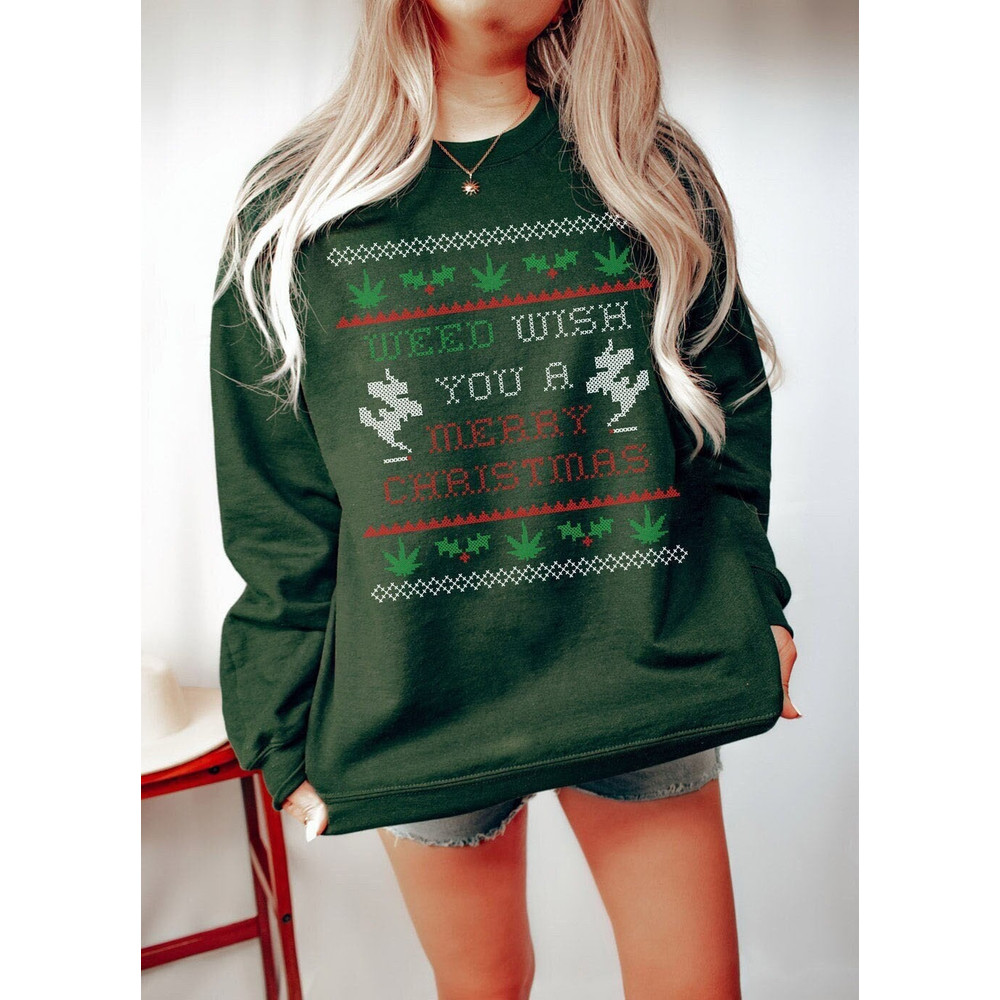 Weed Wish You A Merry Christmas Sweatshirt, Christmas Gifts, Christmas Matching Sweatshirt, Christmas Hoodie.jpg