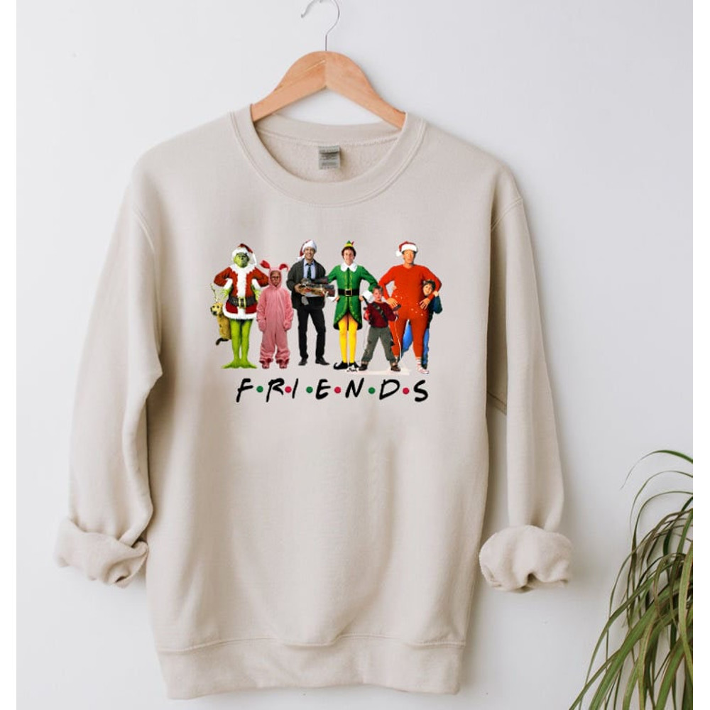 Christmas Friends Sweatshirt, Christmas Movies Characters Sweaters, Christmas Trip Shirt, Christmas Movie Watching Sweatshirt.jpg