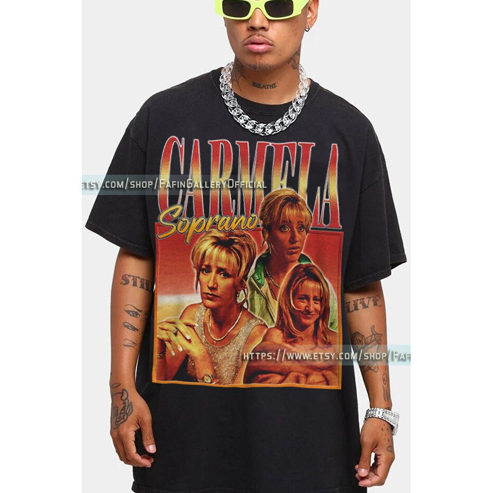 CARMELA SOPRANO Shirt Wife of Mafia Boss Homage Retro 90's Vintage Unisex Tshirt Gangster Goodfellas Shirt La Cosa Nostra Edie Falco Tees fL.jpg