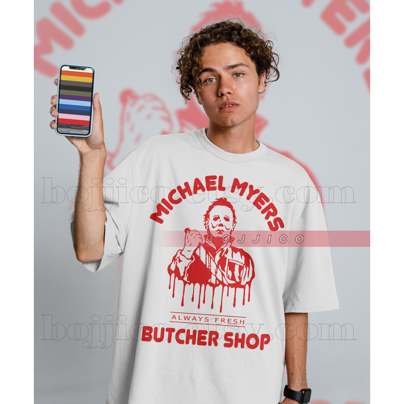 MICHAEL MYERS Butcher Shop Always Fresh Shirt Michael Myers Homage Tshirt Jason Voorhees T-Shirt Friday the 13th Horror, Stranger Shirt,.jpg