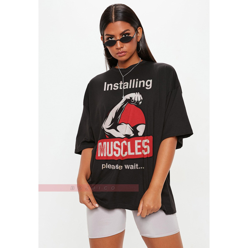 nstalling Muscles Please Wait Unisex Tees, Funny Shirts, Gift For Son, Funny Shirts, Mens Gift Id, Muscle Shirt, Workout SHirts, Gym SHirts.jpg