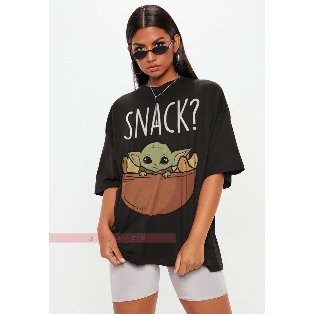 Snack Baby Y00ououda for the Snacks UNISEX T-shirt, Animated Cute Baby Green Alien LightsabeRrer Fights World T-Shirt FUnny Meme Shirt.jpg