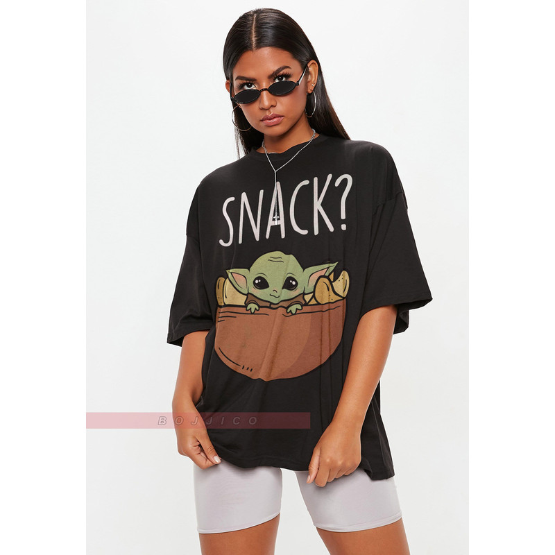 Snack Baby Y00ououda for the Snacks UNISEX T-shirt, Animated Cute Baby Green Alien LightsabeRrer Fights World T-Shirt FUnny Meme Shirt.jpg