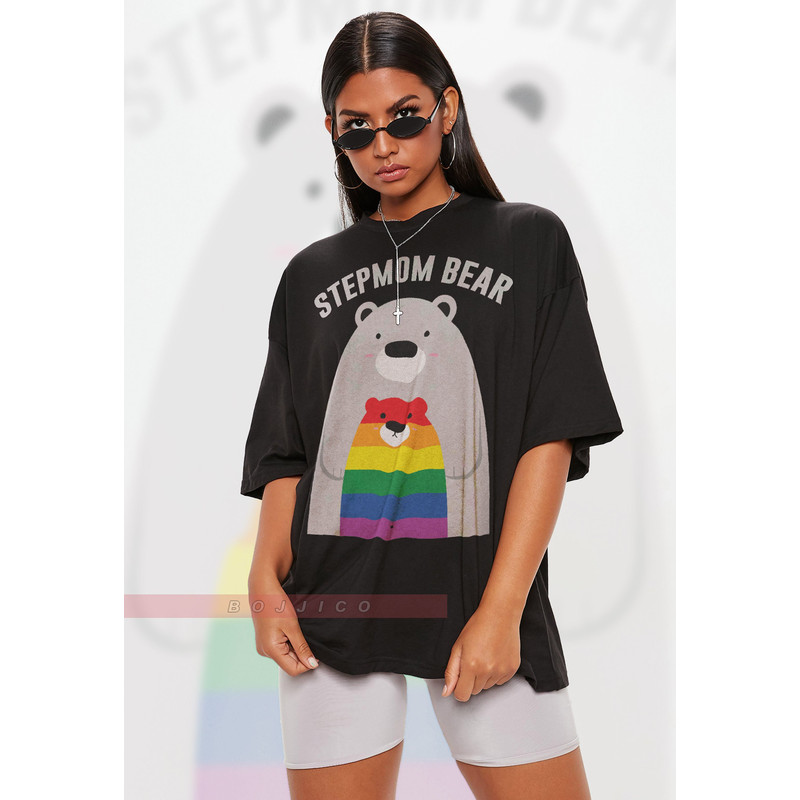 Stepmom Bear Unisex Shirts, PRIDE Months Shirts, Human's Right, Funny LGBT T-Shirt, LGBT Gay Pride, Pride Rainbow Love Symbol Shirt.jpg