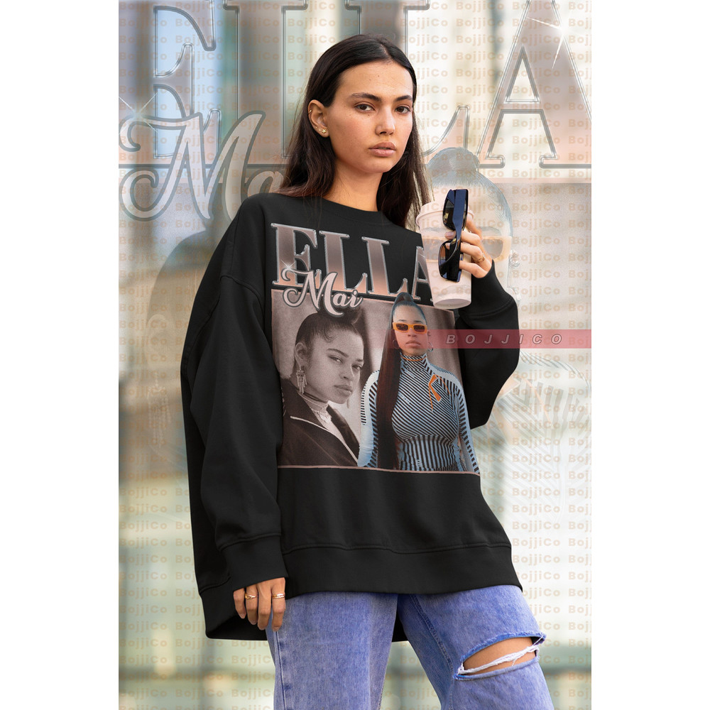 ELLA MAI Sweatshirt, Ella Mai Howell Homage , Rap Hiphop Tees, Rnb Songwriter How, Trip, Boo'd Up, She Don't Music, Naked Ella Mai Vintage.jpg