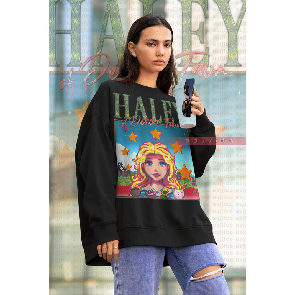 HALEY STARDW VALLEY Sweatshirt,Food Spirit Stardw Vally Sweater Stardw Vally Character Haley Gift,, Farming Harvst Moon Rpg Video Game Tee.jpg
