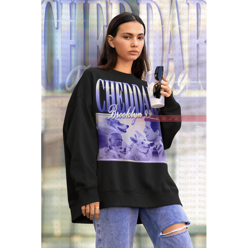 RETRO CHEDDAR Brooklyn 99 Sweatshirt, Pembroke Welsh Corgi sweater, Corgi Dog, Holt's dog Cheddar Tees, Jake Peralta,Dog , Captain Holt-1.jpg