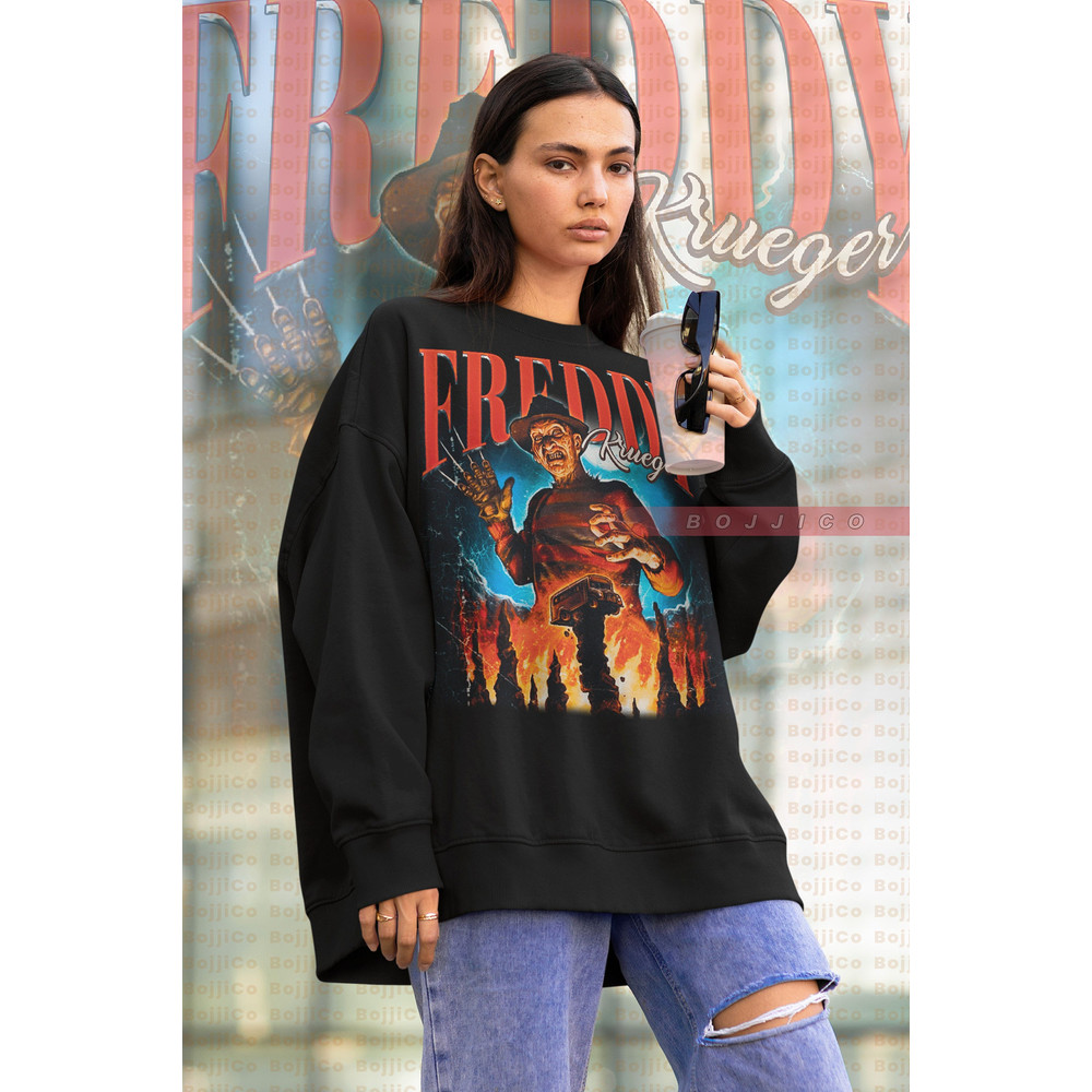 RETRO FREDDY KRUEGER Vintage Sweatshirt, Nightmare Halloween Sweater, Jason Voorhees Friday the 13th Horror, Horror Movie Halloween Sweater.jpg